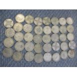 A quantity of pre 1947 florins and two shilling coins