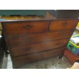 A 19th century oak chest of two short and three long drawers 40"h x 43" w Location: G