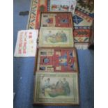 Two German Anchor Blocks games, series-even numbers supplement boxes, in wooden pictures boxes