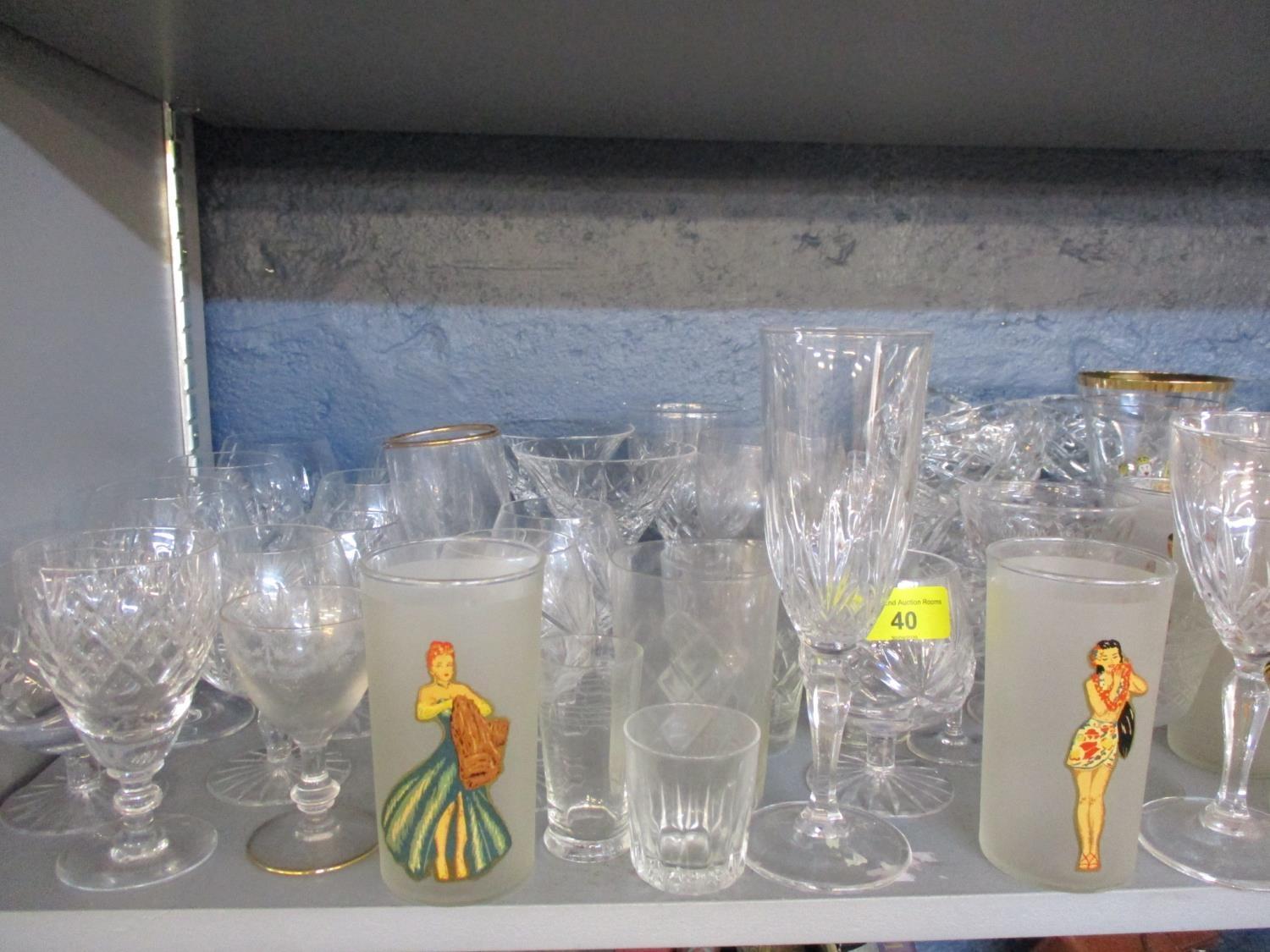 Mixed domestic glass to include brandy balloons and cocktail glasses, together with frosted highball - Image 2 of 4