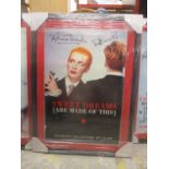 A Eurythmics promotional poster signed by Annie Lennox and David Stuart 'Sweet Dreams' framed and