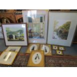 A quantity of framed and glazed signed, limited edition prints, 20th century silhouette pictures, on