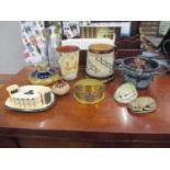 Collectables to include Doulton Lambeth, a Royal Doulton set of ashtrays, a trench art cap, a