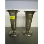 A pair of Francis and Deakin silver spill vases, Birmingham 1921/23, total weight 414.4g (one
