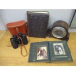 A pair of Tosco binoculars in original leather case, together with two Victorian photograph albums