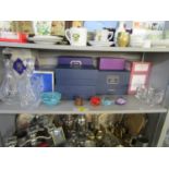 A selection of glassware to include boxed sets of Edinburgh and John Jenkins cut glass decanters,