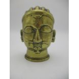 An 18th/19th century Indian bronze head of a man, 4" h