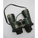 German WW11 Carl Zeiss Jenna Blc U-Boat binoculars with the body in green paint, stamped 7 x 50