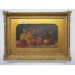 Hunt - 19th century British School - a still life study of grapes, apples, cherries and berries,
