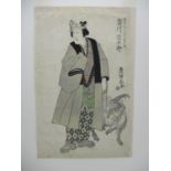 A group of four 19th century Japanese woodblock prints, to include works by Kuniyoshi, Toyokuni I