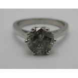 A platinum solitaire diamond ring set with a natural round brilliant cut diamond, 1.48ct, clarity