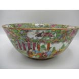 A 19th century Chinese Canton bowl with flared sides, decorated to the interior and exterior with