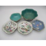 19th/20th century Chinese ceramics comprising of four dishes and bowls, each of lobed form decorated