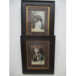 Max Rabes - a pair of head and shoulder portraits of a European man and woman, watercolour signed