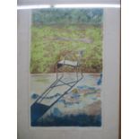 Joan Roche - 'Garden Chair', artist proof print, signed and dated '76 lower right corner, 26" x 16",