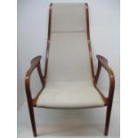 A mid 20th century Lamino Lounge chair designed by Yngve Ekstrom for Swedish Mobler in off white