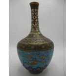 A late 19th/early 20th century Chinese cloisonne vase of baluster form with a tall narrow neck,