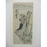Two Japanese Meiji period hosoban ukiyoe prints, one attributed to Utagawa Toyokuni I (1769-1825),