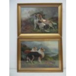 Charles Dudley - a pair of spaniels looking up at pheasants in flight and the other with two collies