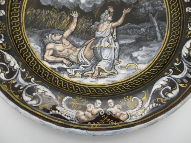 An 18th/19th century French enamel plate decorated to the centre with an allegorical scene and - Image 4 of 5