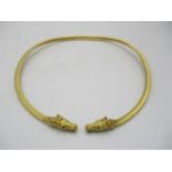 A Cartier style French gold double equestrian choker necklace, modelled with two horse heads inset