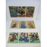 Three late Meiji/early 20th century Japanese triptych woodblock prints, comprising two by