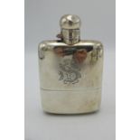 A late Victorian silver hip flask by James Dixon & Sons, Sheffield 1900, the front monogrammed J.