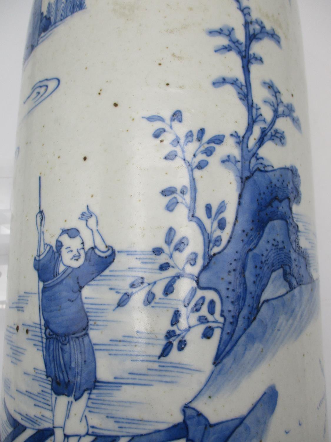 A Chinese Transitional blue and white porcelain sleeve vase - Image 8 of 15