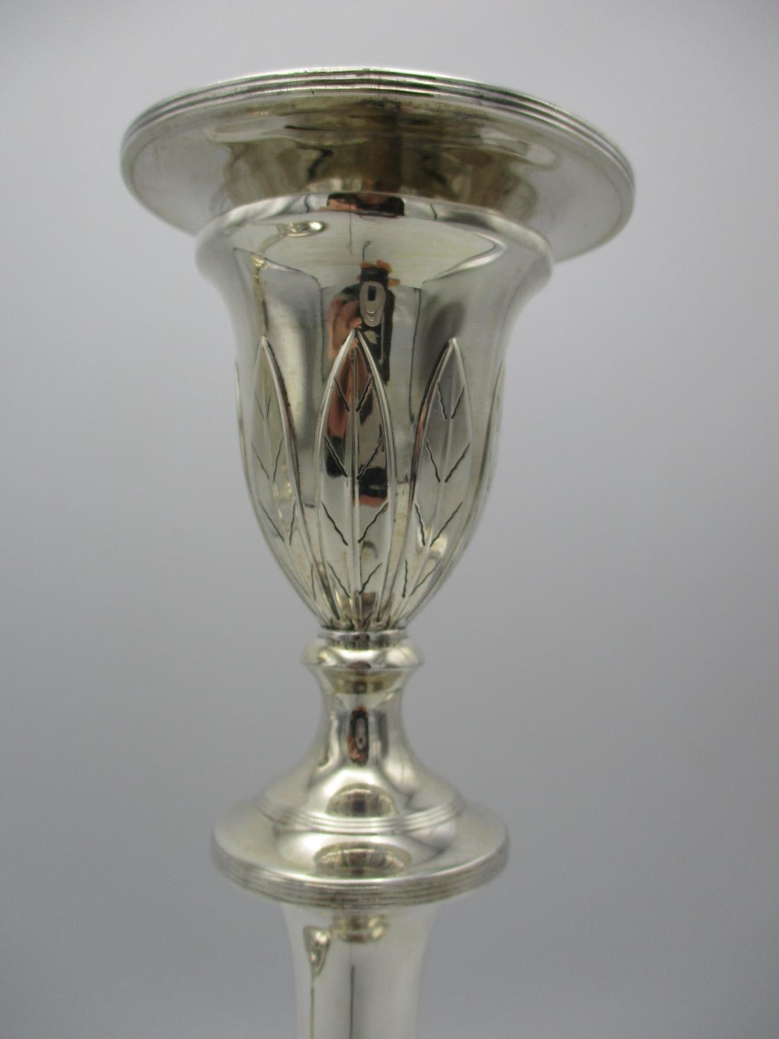 A pair of William IV silver candlesticks by John Green & Co, Sheffield 1834, in the Georgian taste - Image 4 of 8