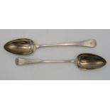 A pair of George III silver serving spoons by Peter Williams Bateman, London 1812, in the Old