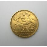 An Edwardian gold half sovereign with St George to the obverse 1905