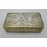 A continental sterling silver snuff box, of rectangular shape with scrolled acanthus motifs