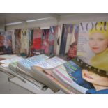 A quantity of well-read Vogue, Harpers and Queen magazines, circa 1960s and 1970s