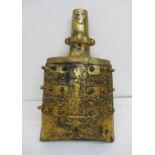 A Chinese Qing dynasty gilt metal temple bell, in the classic Chinese bronze age style with