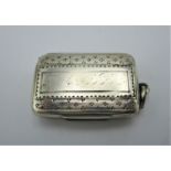 A George III silver vinaigrette by Joseph Willmore, Birmingham 1813 of cushion form with engraved