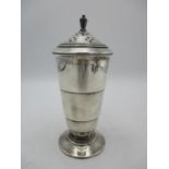 An Art Deco silver sugar caster by Joseph Gloster Ltd, Birmingham 1939 having a conical top and