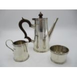 A George V silver three piece coffee set by Mappin & Webb, Sheffield 1927 of tapered cylindrical