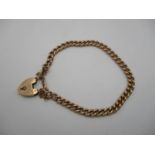 An Edwardian 9ct rose gold belchor link bracelet with a padlock clasp and safety chain, 9.1g