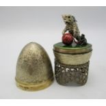 A Stuart Devlin novelty silver gilt surprise egg, London 1986, the inside revealing a cat and