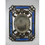 An Alexander III Russian silver and blue enamelled miniature frame with marks for Moscow 1860 with