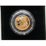 An Elizabeth II gold proof full sovereign with St George to the obverse, boxed with certificate