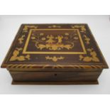 A 19th century Dutch style marquetry inlaid jewellery box, of rectangular form decorated with a