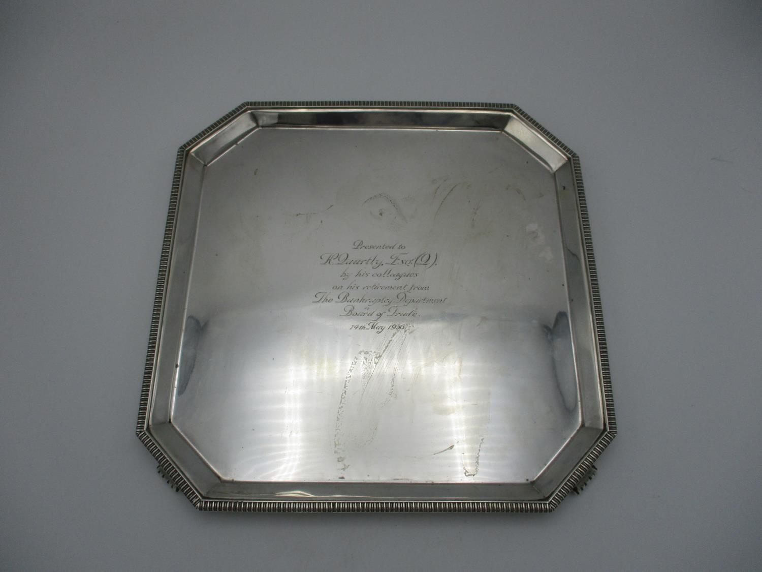 A George V silver salver by Harrison Brothers and Howson, Sheffield 1933, of octagonal form with - Image 2 of 5