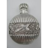 A Victorian silver snuff bottle by Samson Mordan, London 1888, of circular form with fluted design