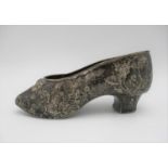 A 19th century Continental silver model of a shoe, imported by Edwin Thompson Bryant, 1895, with