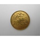 An Edwardian gold half sovereign with St George to the obverse 1908