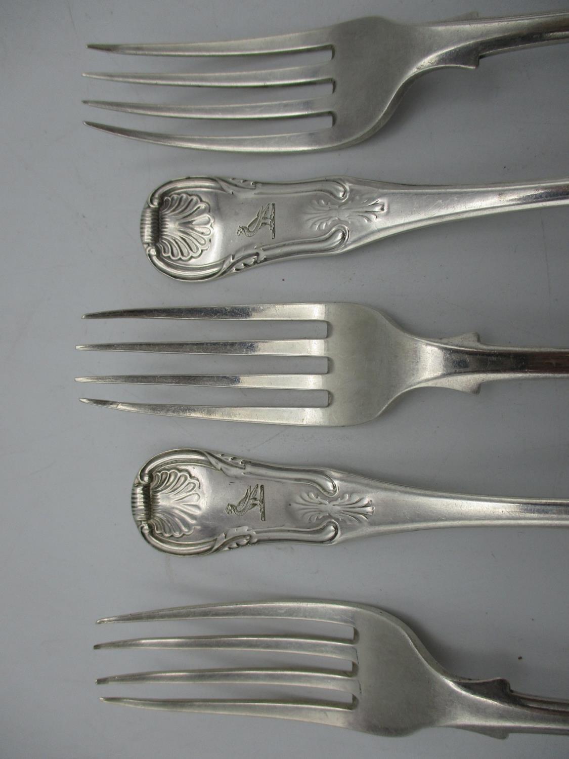 A set of five George III silver dessert forks, Edinburgh 1815, in the Kings pattern, together with a - Image 2 of 5