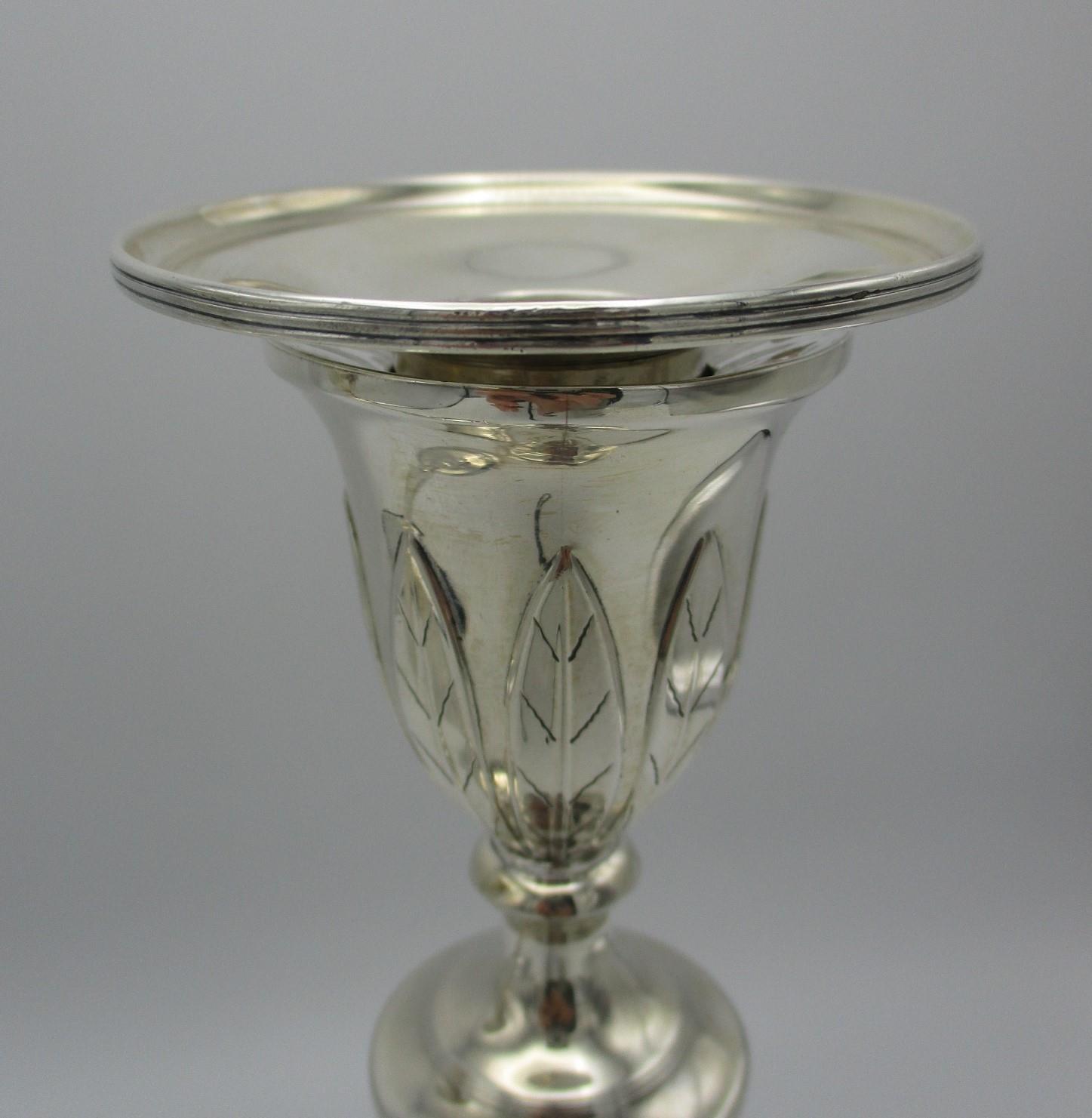 A pair of William IV silver candlesticks by John Green & Co, Sheffield 1834, in the Georgian taste - Image 5 of 8