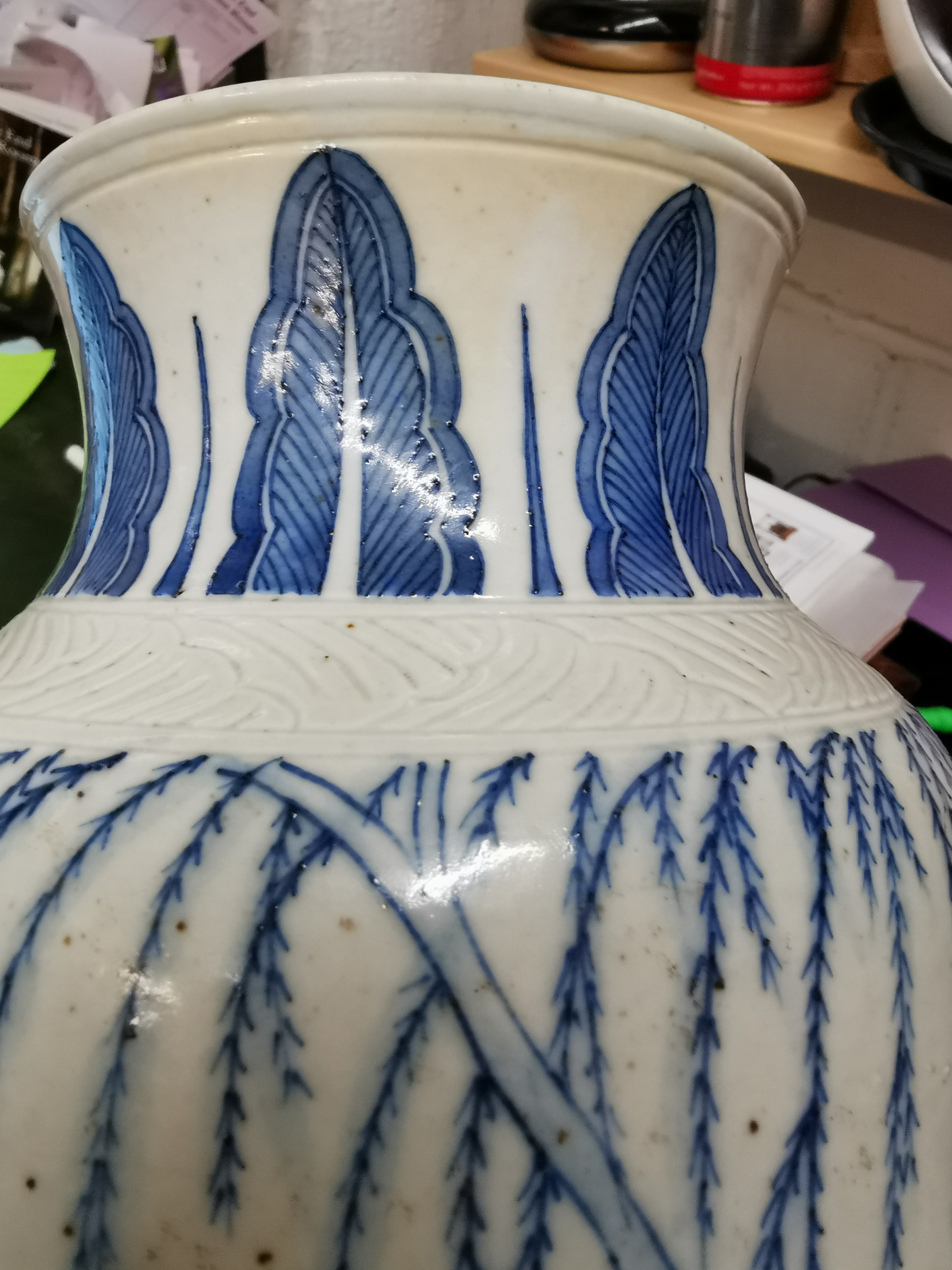 A Chinese Transitional blue and white porcelain sleeve vase - Image 15 of 15