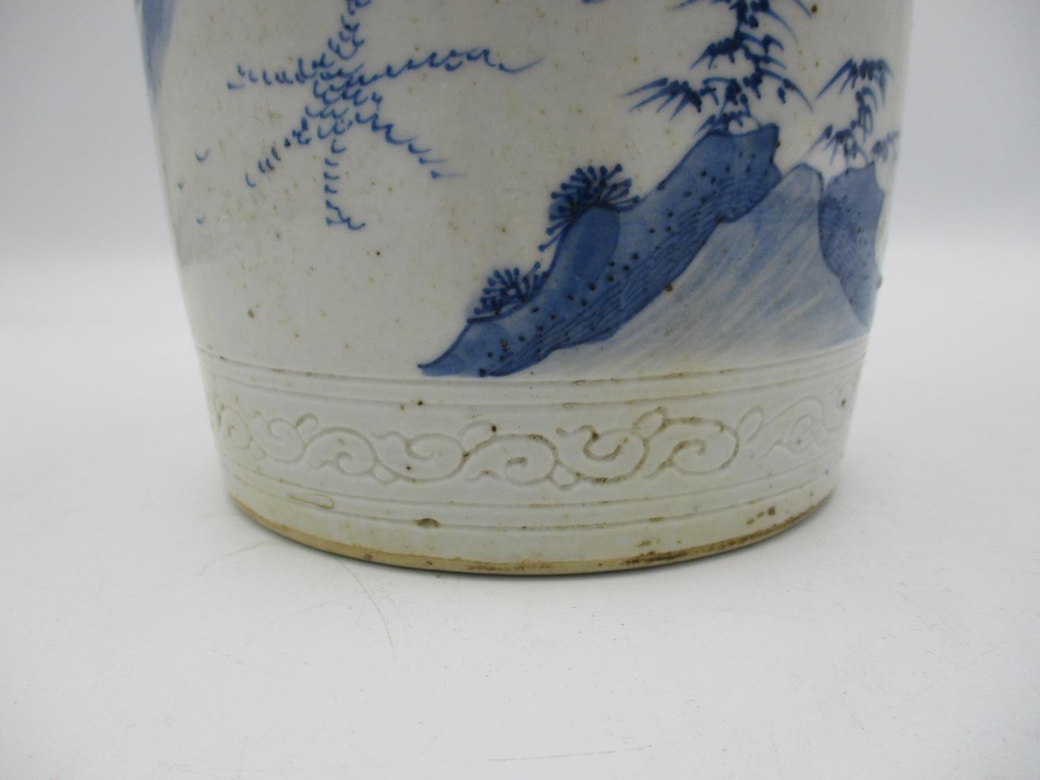 A Chinese Transitional blue and white porcelain sleeve vase - Image 5 of 15